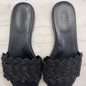 Naturalizer Women's Black Beaded Slide Sandals